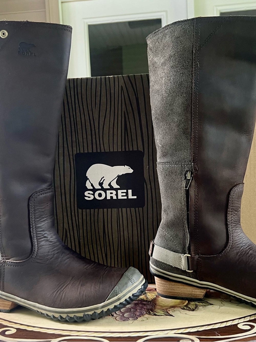 Sorel Women's Tall Winter Boots in Dark Brown and Gray